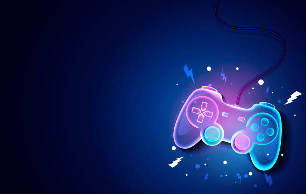 vector illustration neon future game pad background. - 游戏 幅插畫檔、美工圖案、卡通及圖標
